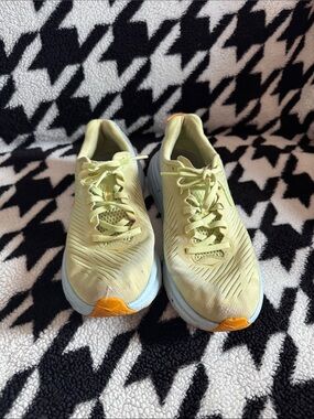 Hoka One One Women's Pale Yellow Running Shoes with Orange Toe